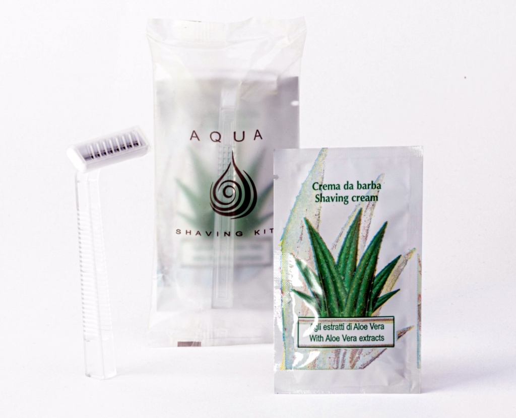 KIT HOTEL LINEA AQUA SET BARBA CREMA+RASOIOx 500p